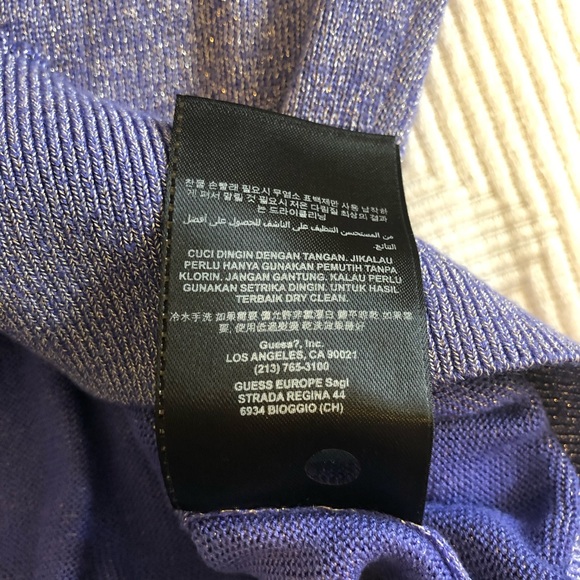 Guess Sparkly Purple Short Sleeved Sweater - Picture 5 of 7